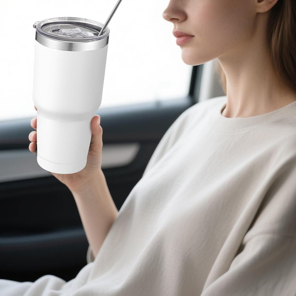 30oz Stainless Steel Double Wall Vacuum Travel Coffee Tumbler Cup with Lid and Straw