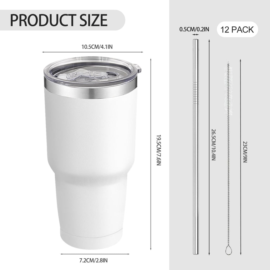 30oz Stainless Steel Double Wall Vacuum Travel Coffee Tumbler Cup with Lid and Straw