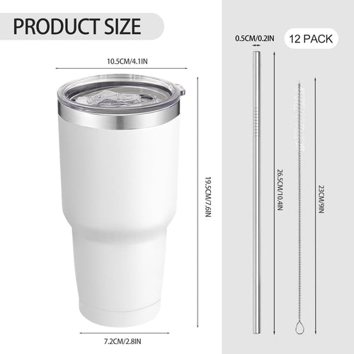 30oz Stainless Steel Double Wall Vacuum Travel Coffee Tumbler Cup with Lid and Straw