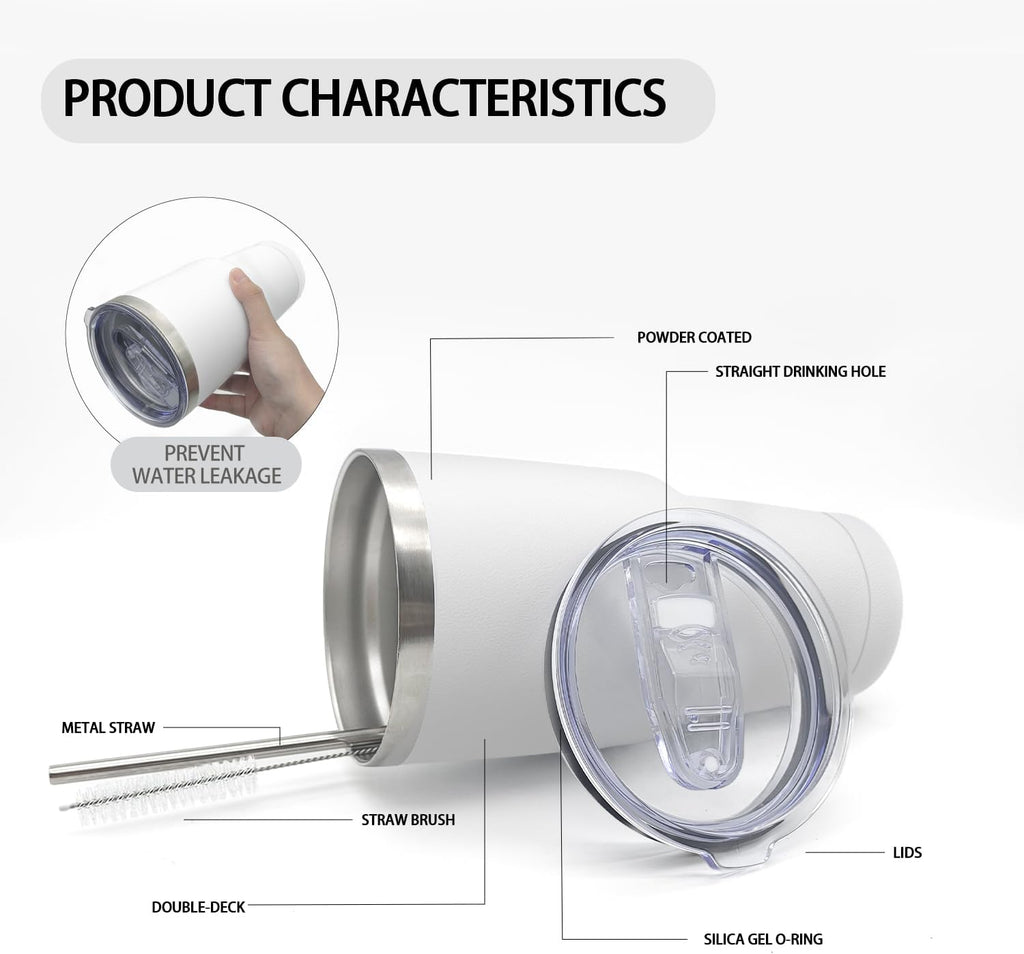 30oz Stainless Steel Double Wall Vacuum Travel Coffee Tumbler Cup with Lid and Straw